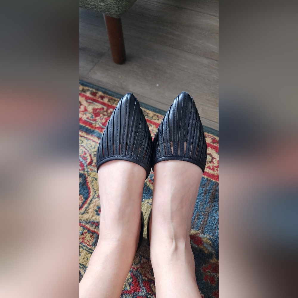 Essex Lane Black Striped Flats